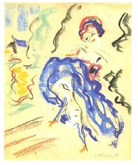 Ernst Ludwig Kirchner Dancer in a blue skirt oil painting image